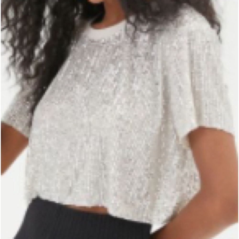 UO West Sequin Cropped Tee